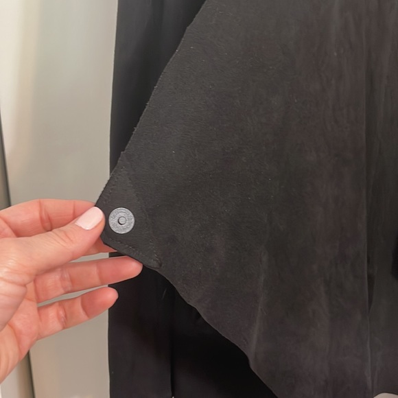 Black suede feel long cardigan with snap wrap feature - Picture 4 of 7